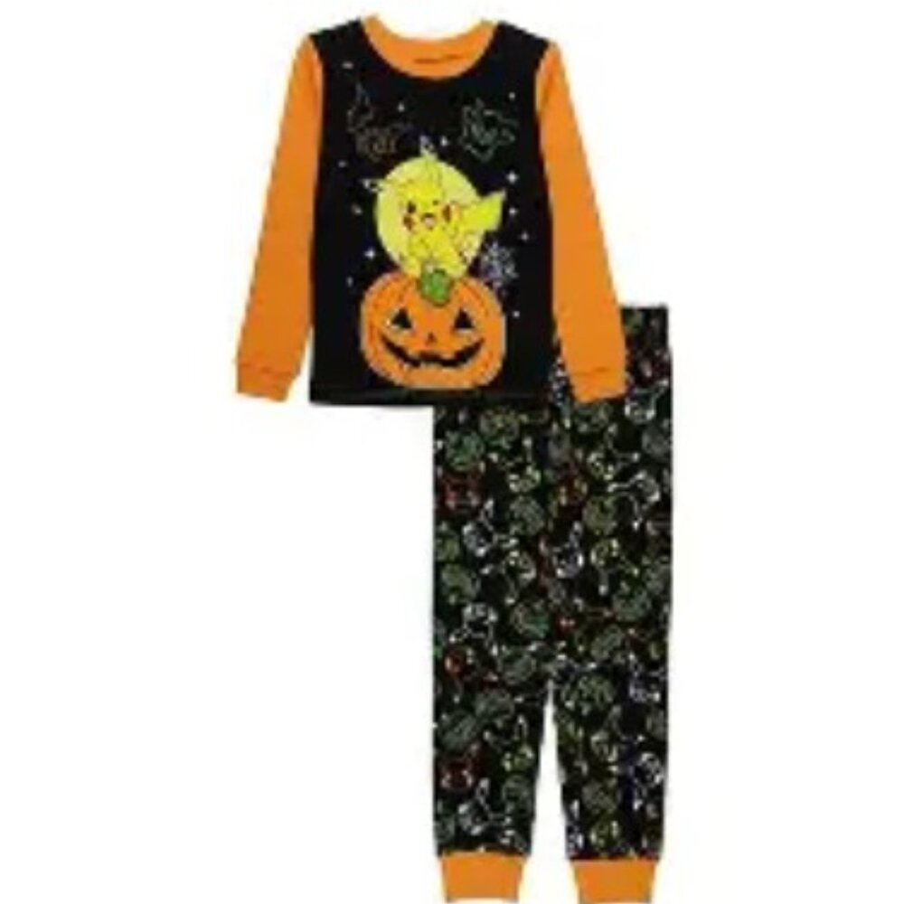 Pokemon Pikachu Halloween Pajamas 10 Glow in the Dark Top & Pants 2 Pc Kids